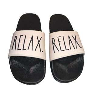 Rae Dunn Relax Slides Cream and Black Women’s Size 8‎ NWOT* Read Description